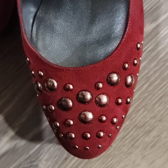 Stuart Weitzman Red Studded Heels - Picture 7 of 7